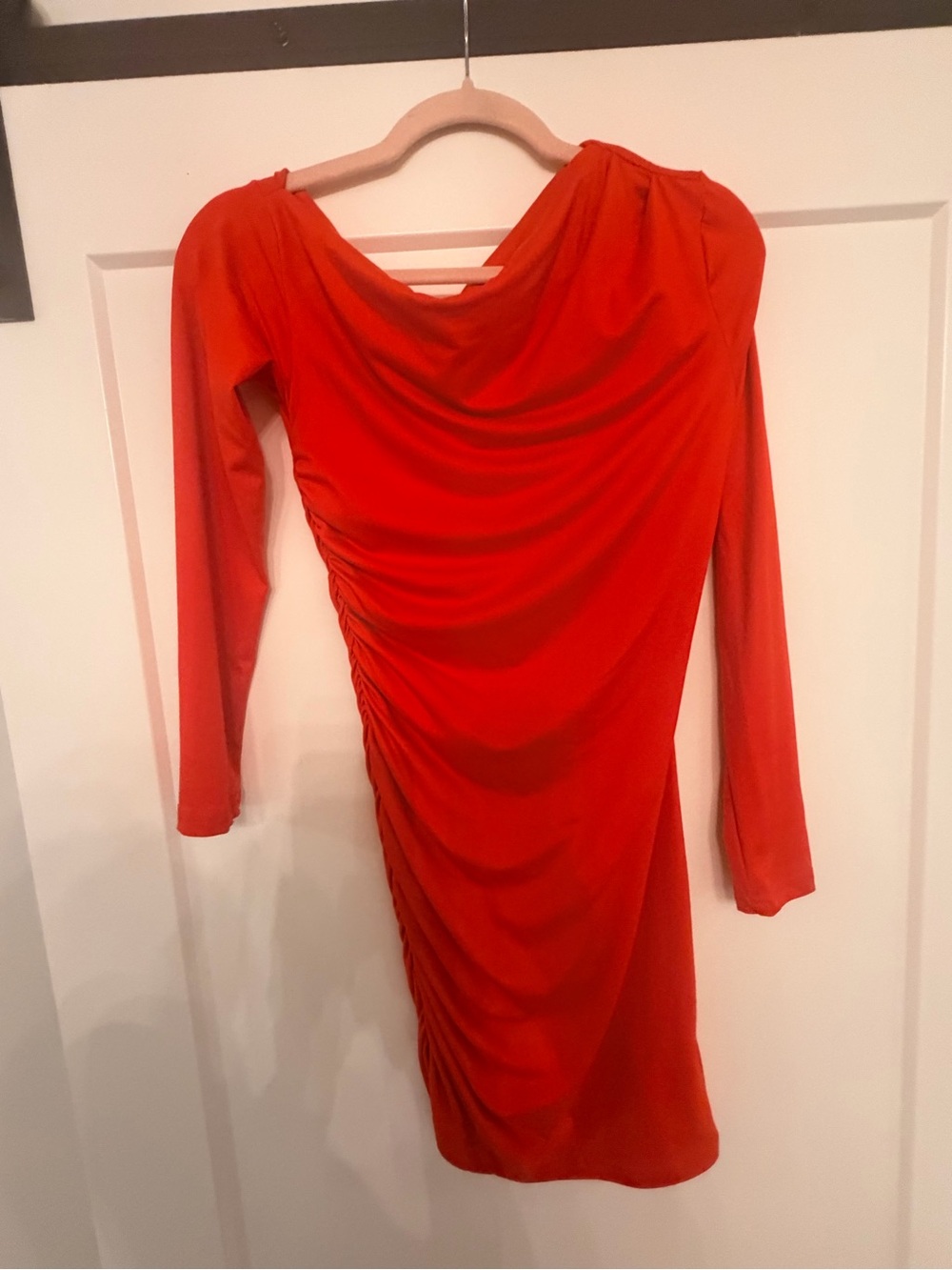 SHEIN Red Long-Sleeve Ruched Mini Dress